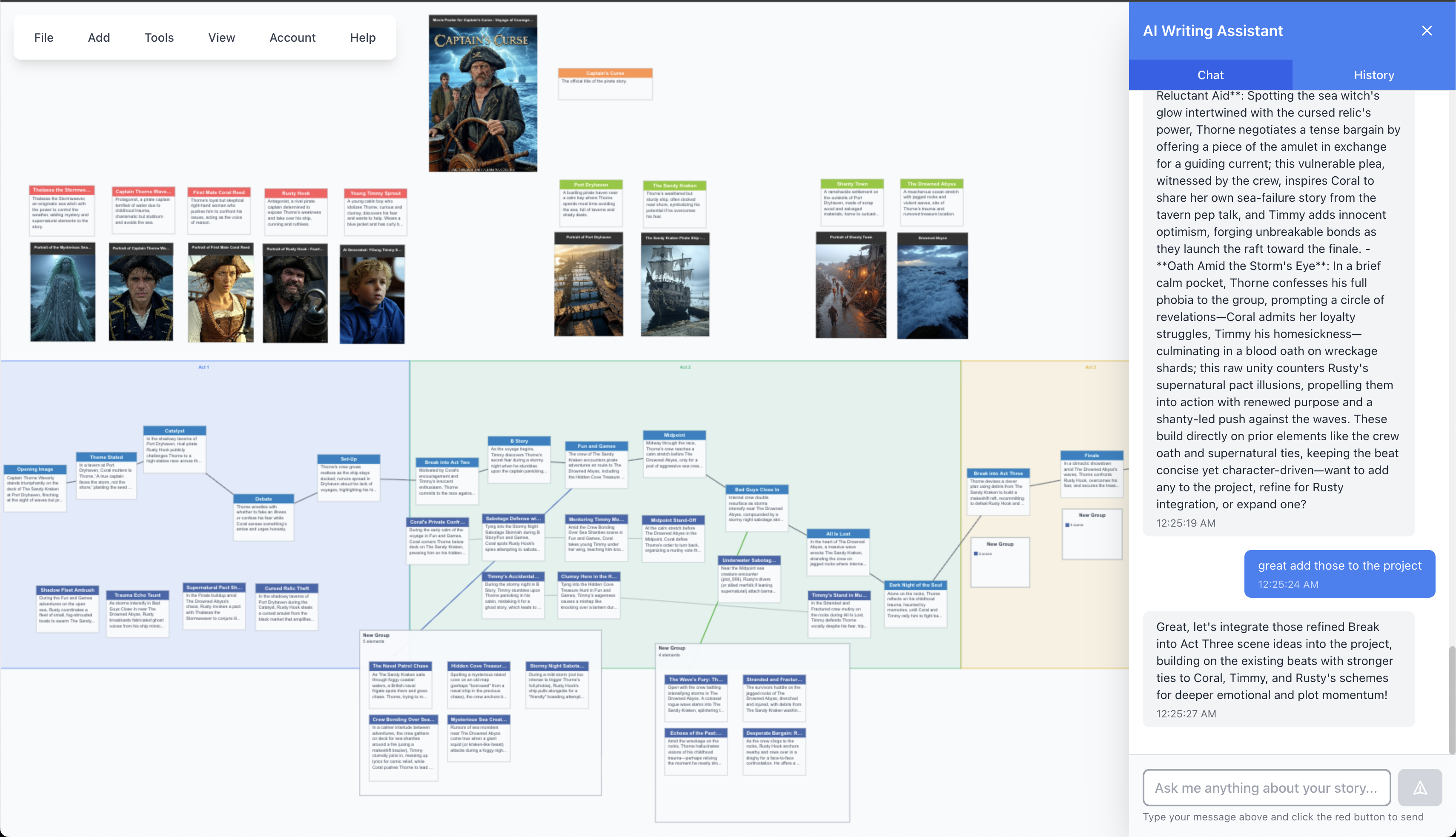 StoryDev whiteboard with connected elements