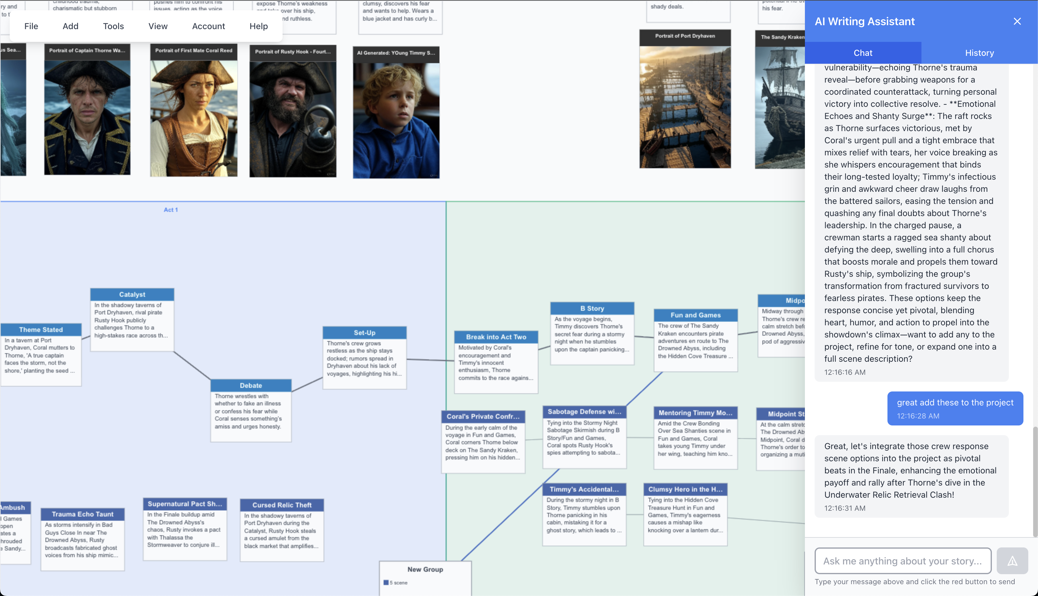 Add elements on the canvas and chat with AI