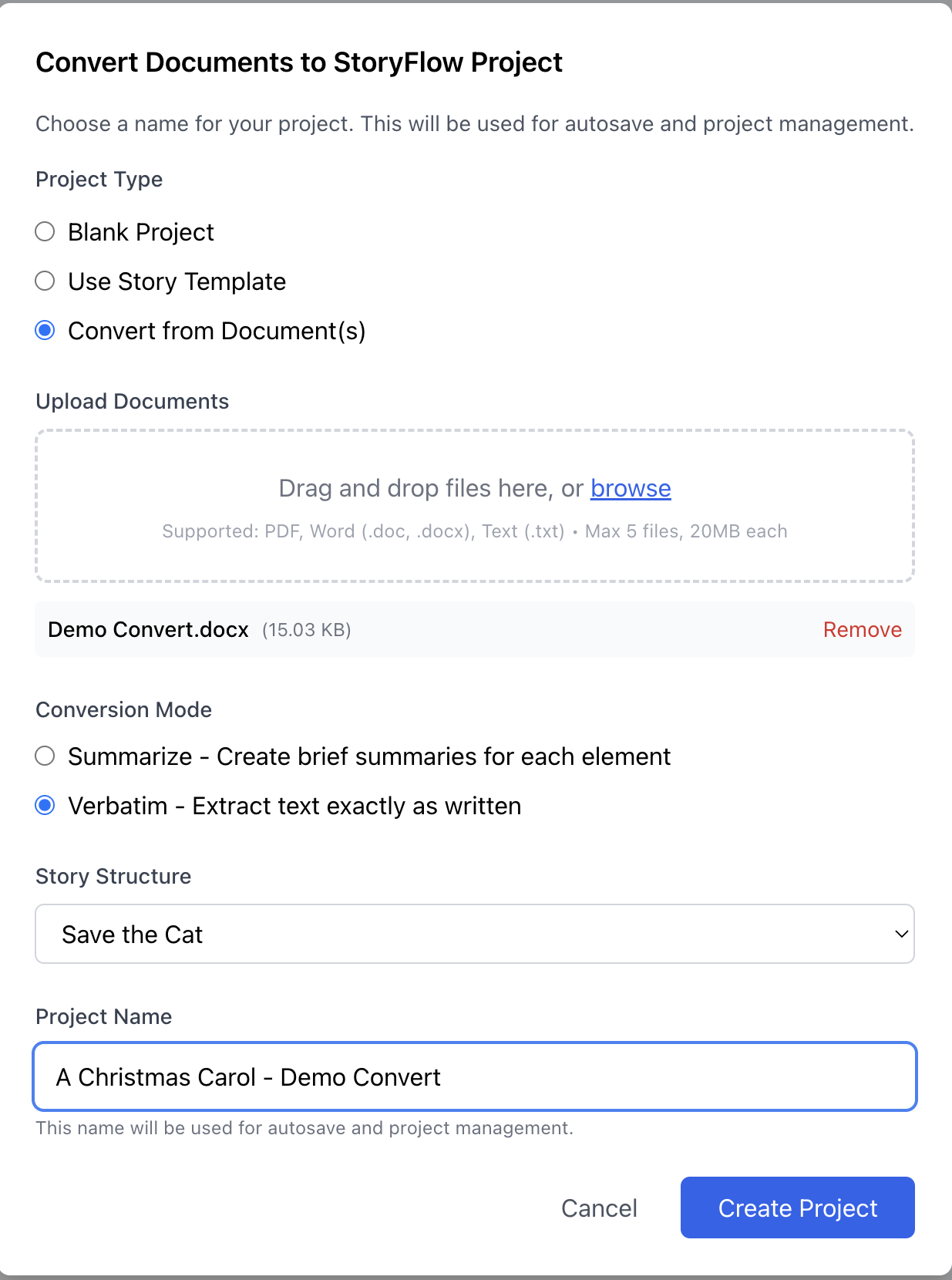 Import conversion setup